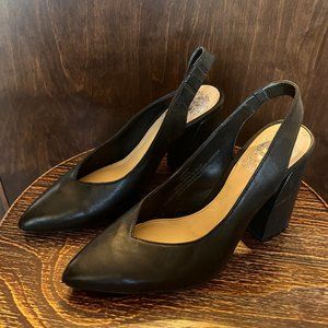 Vince Camuto Leather Pointed Toe Slingback Block Heel Size 6